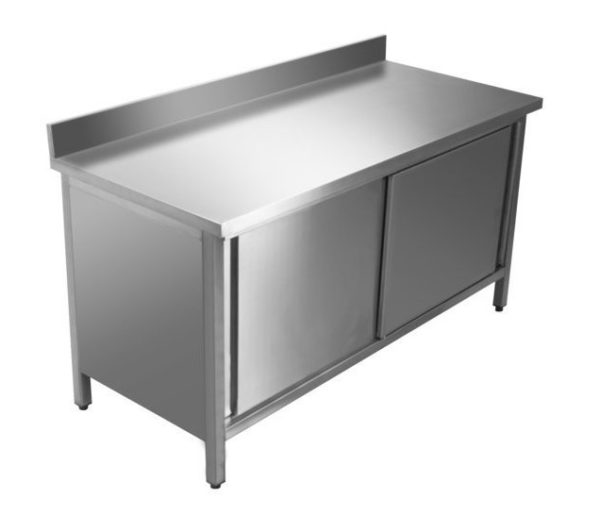 Tavolo inox porte battenti con alzatina